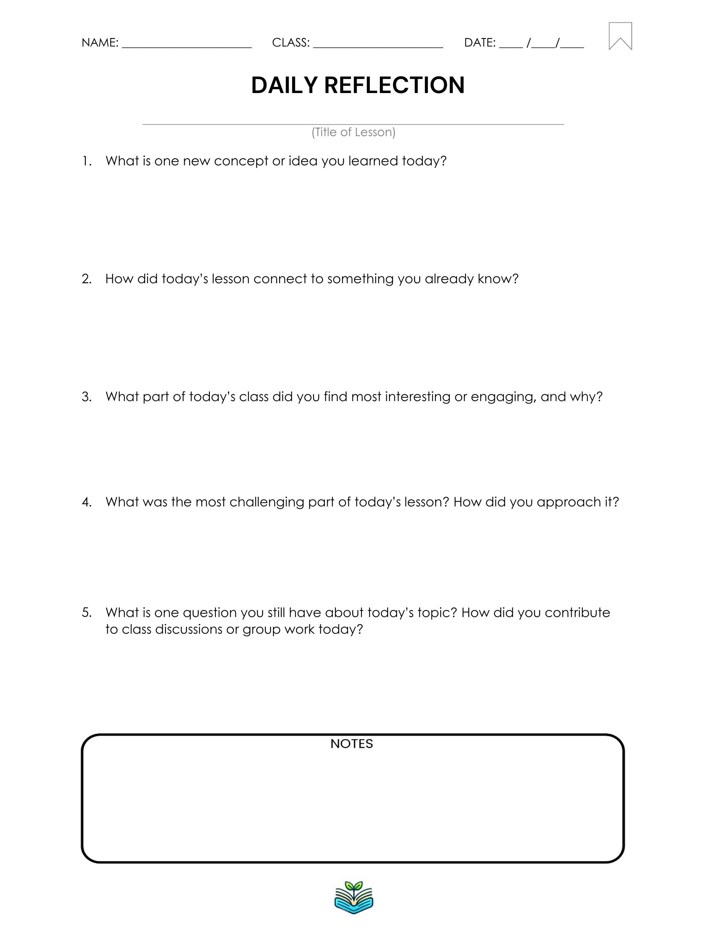MY PREP NOTES™  •  FREE  DAILY REFLECTION WORKSHEET DOWNLOAD