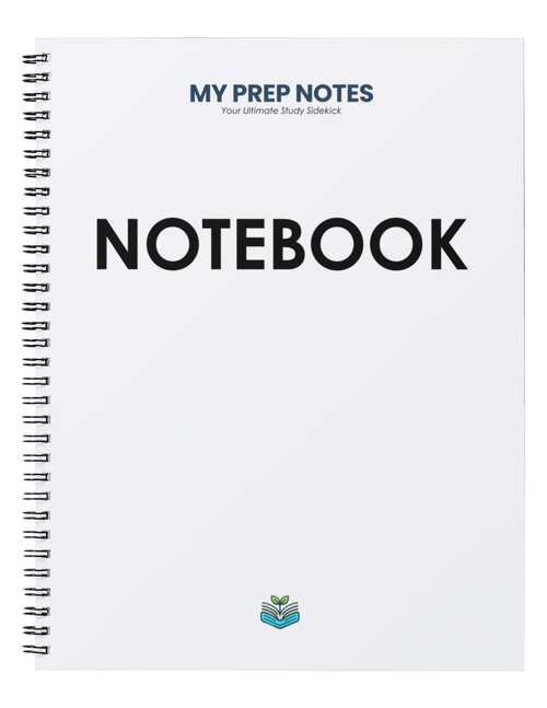 Notebook with 'My Prep Notes' branding on a white background